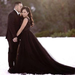 Black Ball Gown Chiffon Dress